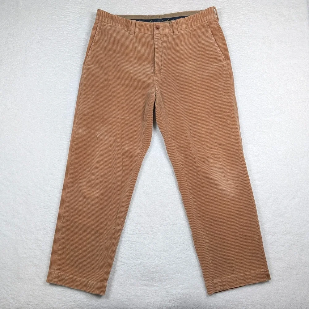 Vintage Polo‎ Ralph Lauren Corduroy Preston Pants Mens 35x30 Tan Straight Y2K